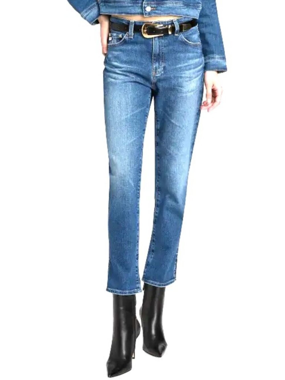 AG Adriano Goldschmied Mari Crop Slim Straight Jean Color: Blue Size: 27